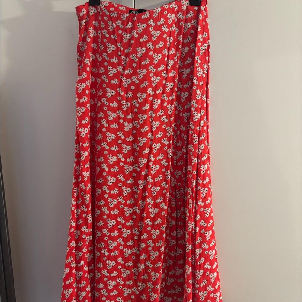 Zara Red Floral Maxi Skirt